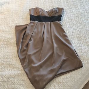 BCBG max azria taupe strapless goddess mini dress. Size 2